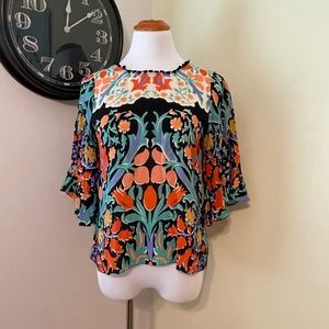 Colorful silk Maeve flutter sleeve top